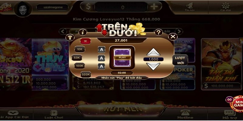 Game trên dưới Sunwin là một trong những con át chủ bài hấp dẫn nhất hiện nay