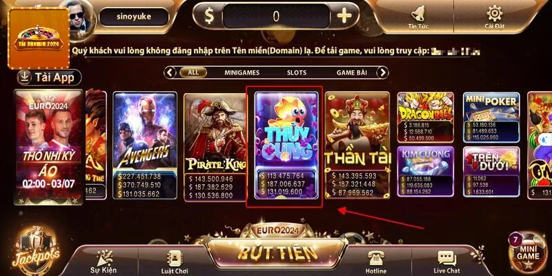 Chọn biểu tượng thủy cung trong sảnh game chính